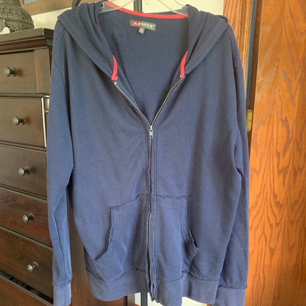 🔵 2/$15. Navy Zip-Up Hoodie, Size Lg Men’s